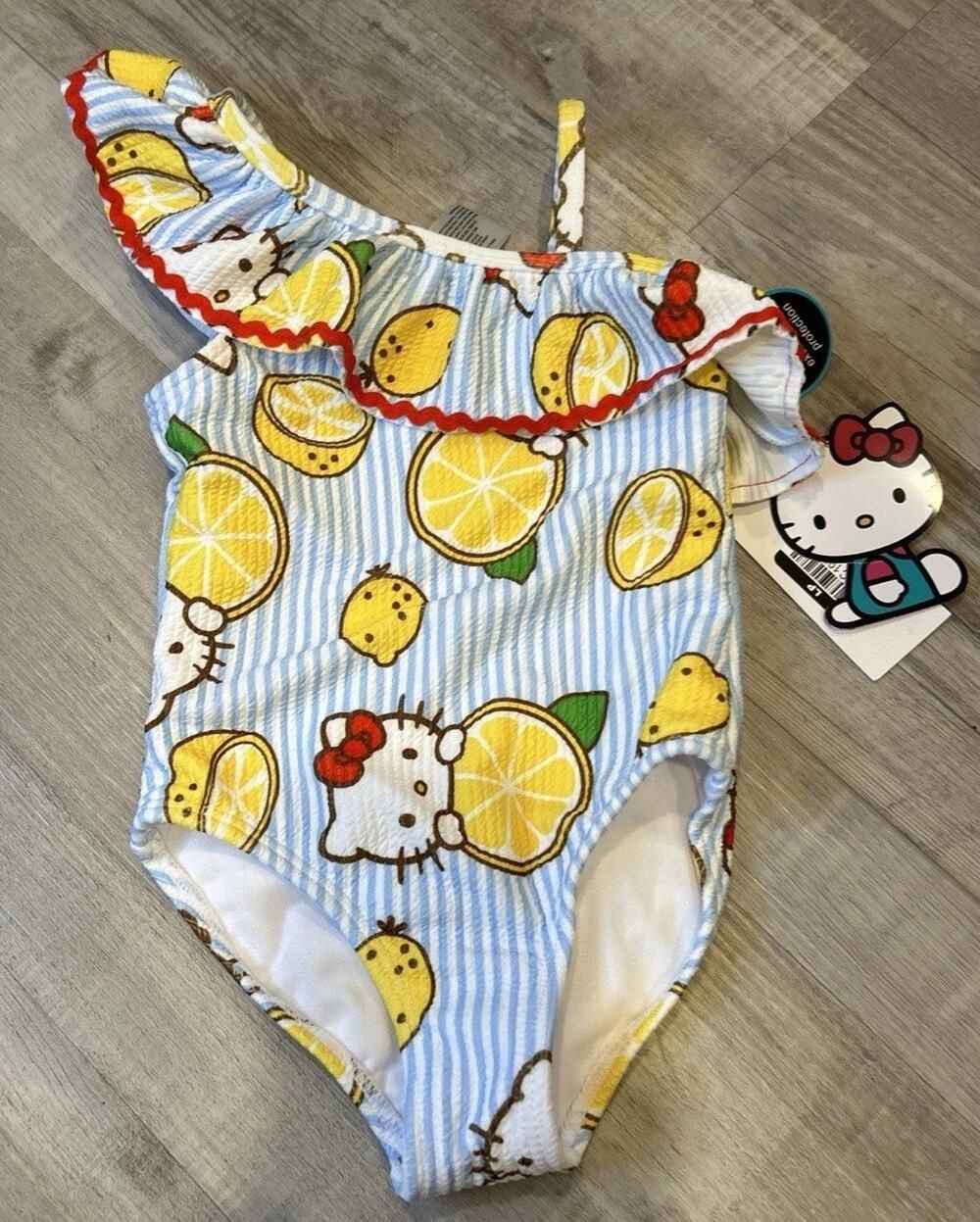 Hello Kitty MAD Engine Swimsuit 18 Month UPF 50+ Striped Lemon